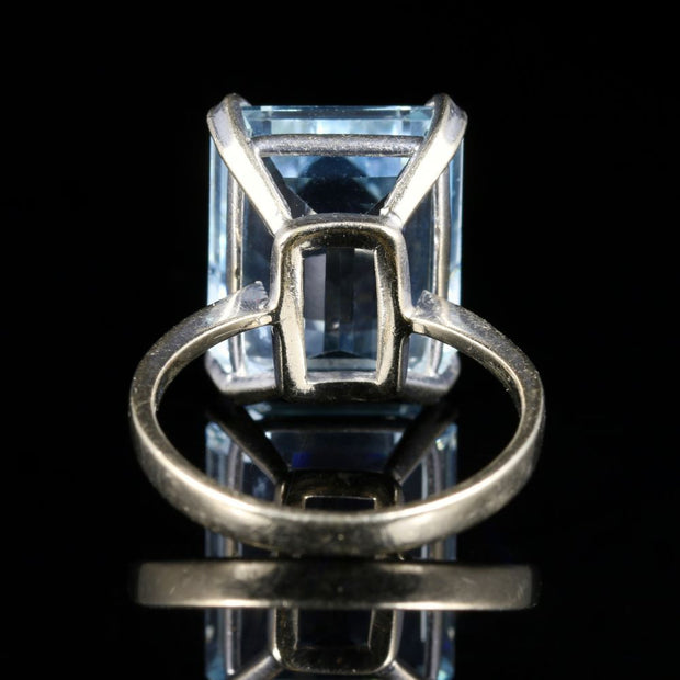 Art Deco Aquamarine Ring 18Ct Gold 10Ct Aqua Circa 1920