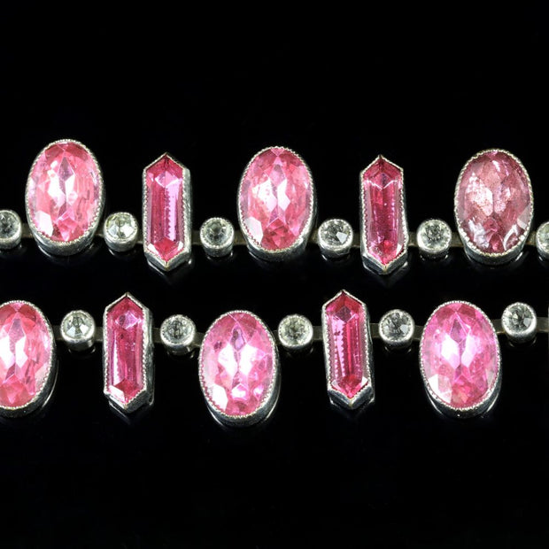 Art Deco Pink Paste Riviere Necklace