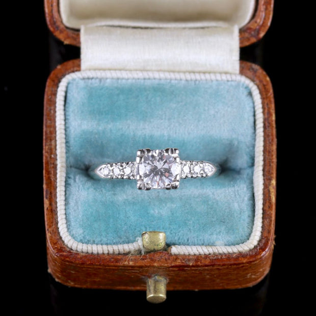 Art Deco Diamond Engagement Ring 14Ct White Gold Circa 1930