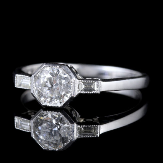 Art Deco Diamond Engagement Ring 18Ct White Gold