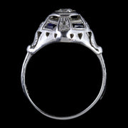 Art Deco Diamond Sapphire Ring 18Ct White Gold Circa 1930
