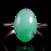 Antique Art Deco Jade Ring 18Ct White Gold