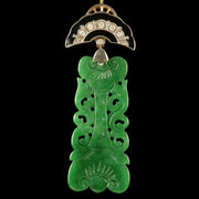 Art Deco Jade Diamond Drop Earrings 18Ct Gold Silver