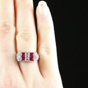 Art Deco Ruby Diamond Ring 18Ct Gold 0.80Ct Ruby 1.20Ct Diamonds