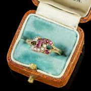 Art Deco Ruby Pearl Ring 15Ct Gold Dated 1923