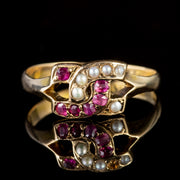 Art Deco Ruby Pearl Ring 15Ct Gold Dated 1923