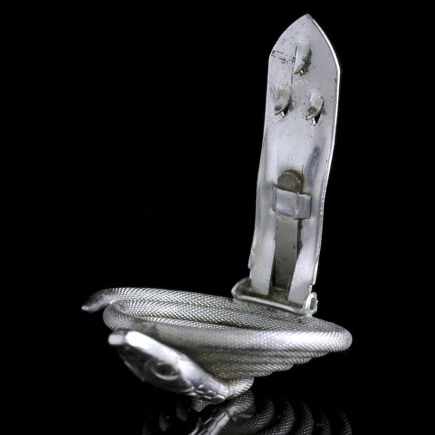 Art Deco Snake Clip White Metal Circa 1930