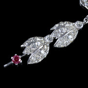 Antique Edwardian Art Nouveau Ruby Paste Lavaliere Necklace Sterling Silver