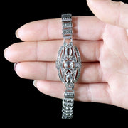 Art Deco Catamore Sterling Silver Paste Bracelet Circa 1920