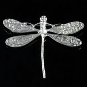 Art Nouveau Dragonfly Brooch Silver Engraved