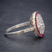 Art Deco Ruby Diamond Ring Platinum 1.80Ct Of Diamond Circa 1930