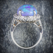 Natural Black Opal Diamond Ring Platinum 16Ct Black Opal
