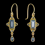 Blue Topaz Diamond Drop Earrings Silver 18Ct Gold