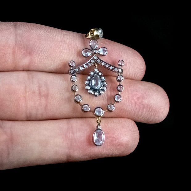 Blue Topaz Diamond Pearl Pendant Silver 18Ct Gold Gilt