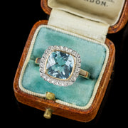 Blue Topaz Diamond Ring 9Ct Gold 4.25Ct Blue Topaz