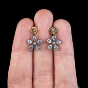 Blue Topaz Flower Diamond Earrings Silver 18Ct Gold