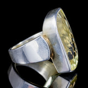 Art Deco Style Briolette Cut Citrine Ring Sterling Silver 13ct Citrine