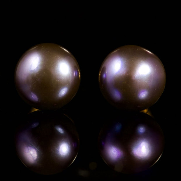 Black Pearl Stud Earrings 9Ct Gold Earrings