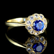 Antique Victorian Synthetic Blue Spinel Ring 9Ct Gold Circa 1900