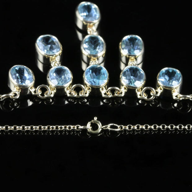 Blue Topaz 9Ct Yellow Gold Necklace
