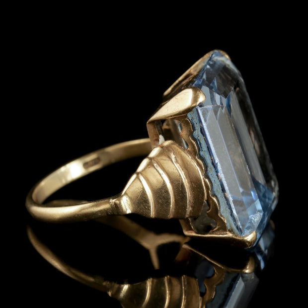 Blue Topaz Cocktail Ring 9Ct Gold Circa 1940