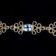 Blue Topaz Filigree Bracelet 9Ct Gold Bracelet