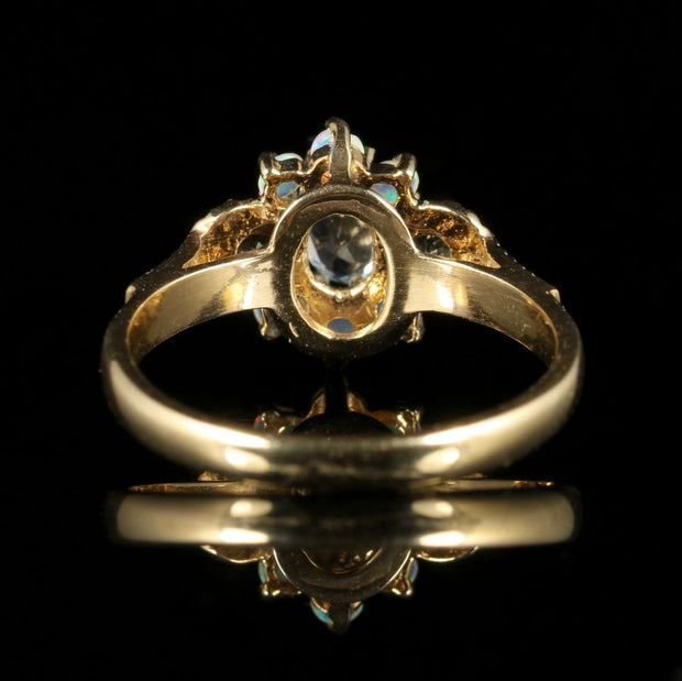 Blue Topaz Opal Ring 9Ct Gold