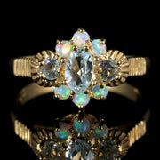 Blue Topaz Opal Ring 9Ct Gold