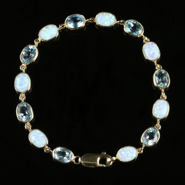 Blue Topaz And Opal Bracelet 9Ct Gold