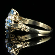 Blue Topaz And Pearl Ring 18Ct Gold On Silver