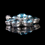 Vintage Blue Zircon Pendant Silver Flower Pendant