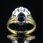 Blue And White Paste Cluster Ring 18Ct On Silver