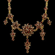 Bohemian Garnet Gold Drop Necklace