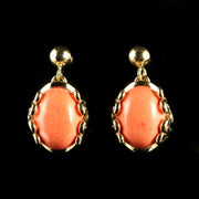 Coral Gold 9Ct Drop Earrings