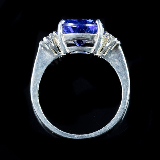 Blue Cubic Zirconia Trilogy Ring Silver