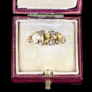 Citrine Diamond Trilogy Ring 9Ct Gold Ring