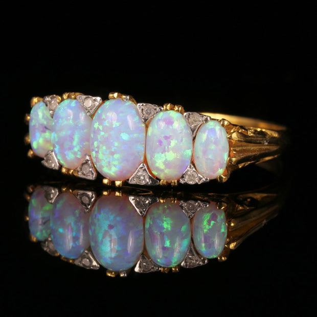 Colourful Opal And Paste Five Stone Ring