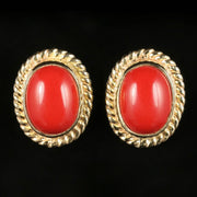 Coral Gold Stud Earrings 9Ct Gold