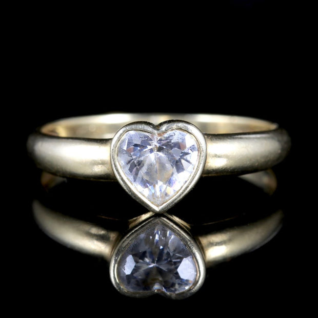 Cubic Zirconia Heart Ring 9Ct Yellow Gold