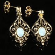 Victorian Style Opal Gold Earrings 9ct Gold