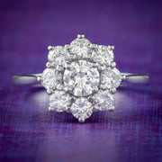 Diamond Cluster Engagement Ring Platinum 1.30ct Of Diamond