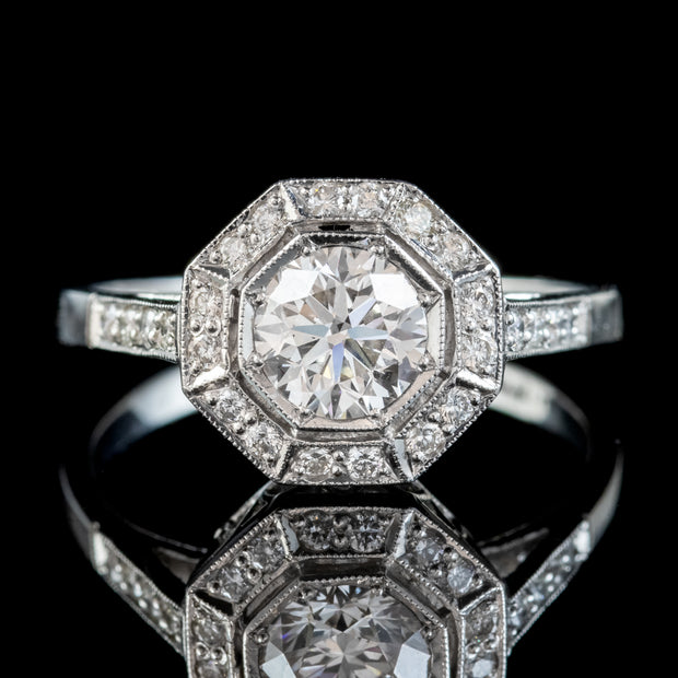 Diamond Cluster Ring Platinum 1ct Centre Diamond