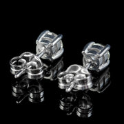 Diamond Solitaire Stud Earrings 18ct White Gold 0.70ct Of Diamond
