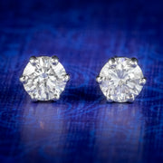 Diamond Solitaire Stud Earrings 18ct White Gold 1.20ct Of Diamond