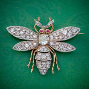 Diamond Bee Brooch 18Ct Gold Ruby Eyes 3Ct Of Diamond