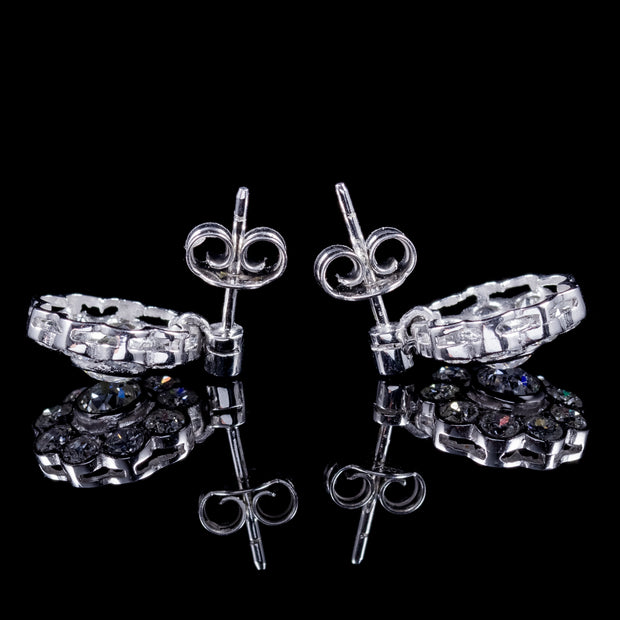 Diamond Cluster Earrings 18Ct White Gold 2.70Ct Of Diamond