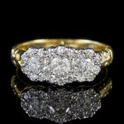 Victorian Style Diamond Cluster Trilogy Ring 18Ct Gold 1.50Ct Diamond