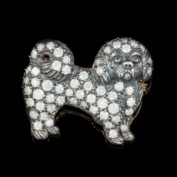 Diamond Dog Brooch 3Ct Of Diamonds Maltese Dog