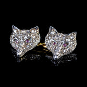Diamond Fox Cufflinks Ruby Eyes 18Ct Gold Silver 2Ct Of Diamond