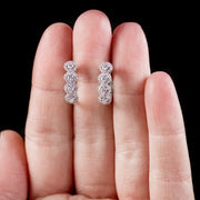 Diamond Heart Earrings 18Ct White Gold Lever Back